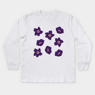 Purple Anemone Flowers Kids Long Sleeve T-Shirt